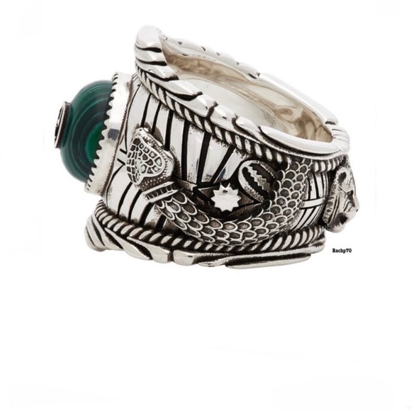 New Authentic Gucci GG Malachite Snake Ring - Picture 7 of 10